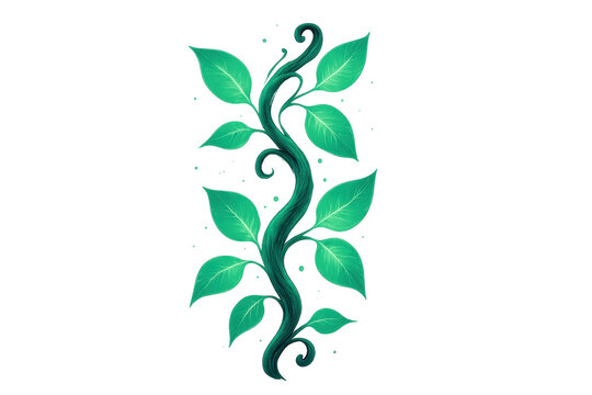 Green magic beanstalk growing upwards, fantasy vine illustration depicting nature, growth, and fairy tale concept