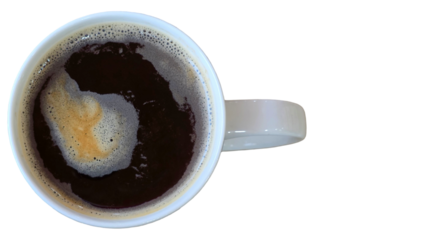 Cup of Black Coffee Isolated on White Background with Copy Text Space. Morning Beverage Concept for Cafes, Menus, and Food Advertisements. PNG File.