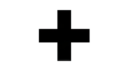 Simple black cross symbol on a white background, suitable for medical contexts