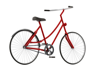 Red bicycle on transparent background. 3D illustration