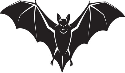 A detailed black silhouette of a flying bat with outstretched wings and visible ears isolated on a clean white background perfect for halloween or spooky themes isolated on white background.