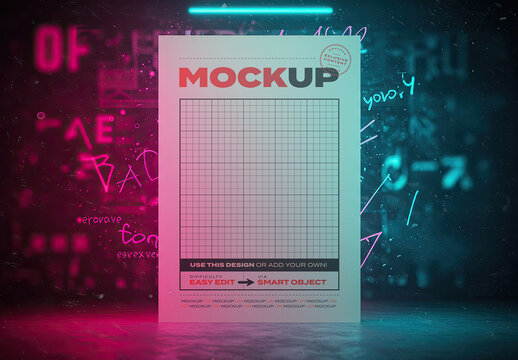 Page Poster Mockup with Notes and Writing in Air