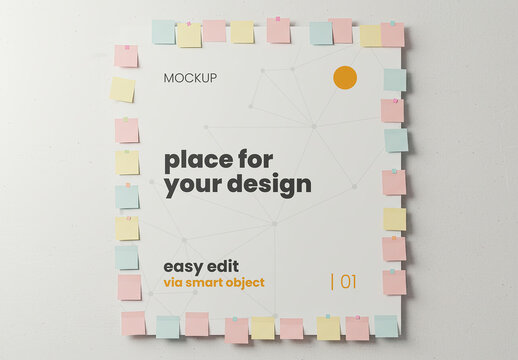 Poster Page Mockup with Sticky Notes