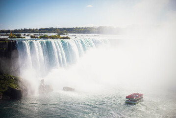 view of Niagara Falls from Canada in autumn