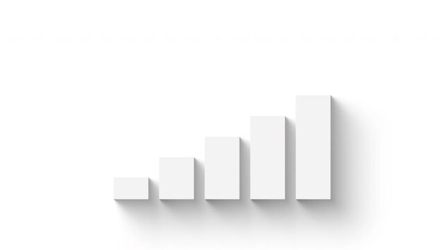 Infographic, Chart Vertical Bars Moving Up and Down in Modern Minimal 3D Style with Soft Shadows Animation - 4K Seamless Loop Video Horizontal