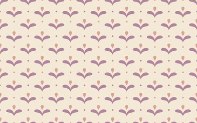 Geometric floral seamless pattern. Delicate pastel background with retro aesthetics for fabric, stationery, or decorative elements in interior design, upholstery, nursery