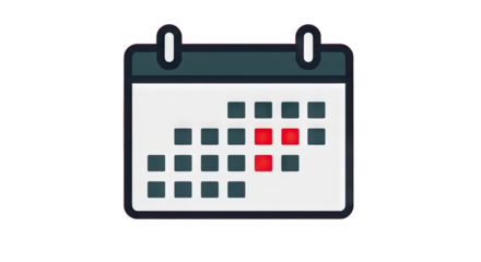 Colorful calendar icon showing dates with emphasis on specific days