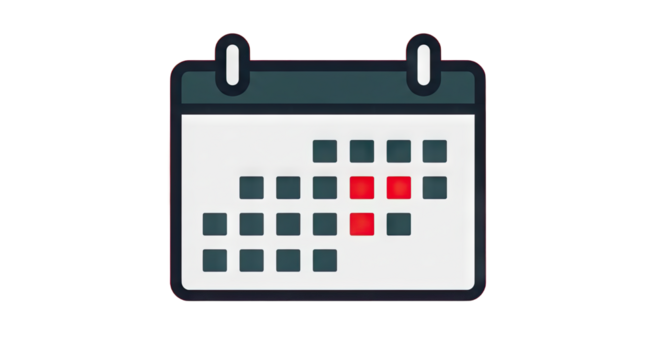 Colorful calendar icon showing dates with emphasis on specific days