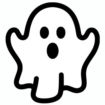 Halloween icon black and white ghost outline isolated background, spooky, halloween, horror, twitch emote