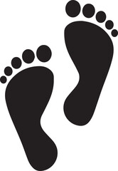 Human Footprint Silhouettes – Black Left and Right Footprints on White Background Representing Movement and Presence