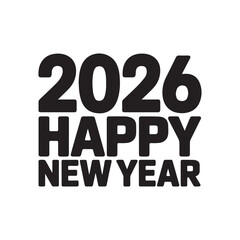 2026 Happy New Year typography silhouette vector illustration(B)