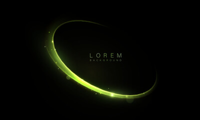 Glowing green light ring on a dark background forming a futuristic energy circle. Smooth motion, luminous particles and soft reflections create a sci-fi portal or digital halo effect.