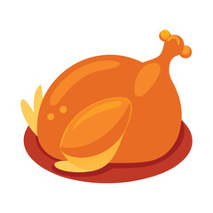 chicken and turkey food vector illustration on a plate