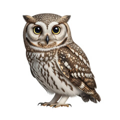 Fototapeta premium Realistic brown owl illustration with detailed feathers on transparent background