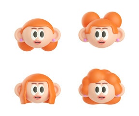 3D woman girl avatar red head profile picture collection