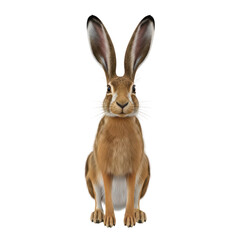 Obraz premium Realistic brown rabbit with long ears on transparent background