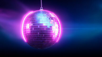 Obraz premium Bright lights reflect off a sparkling disco ball, casting colorful patterns across the dance floor at a lively nightclub. Guests enjoy the vibrant ambiance as music fills the air