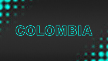 Cyan Neon Colombia Text Futuristic Digital Halftone Typography