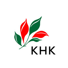 Modern Abstract Leaf Logo Design – KHK Later Logo, Red and Green Nature-Inspired Brand Icon
