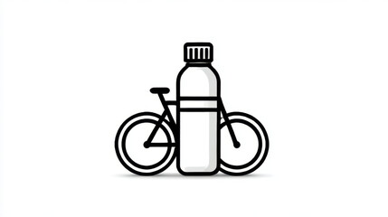 Minimalist Cycling and Hydration Icon, black and white, fitness and outdoor activity symbol 