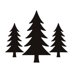 Obraz premium Vector illustration of a silhouette pine tree forest landscape for design