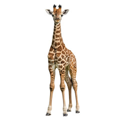 Obraz premium Young giraffe with distinct spots and tall neck on transparent background