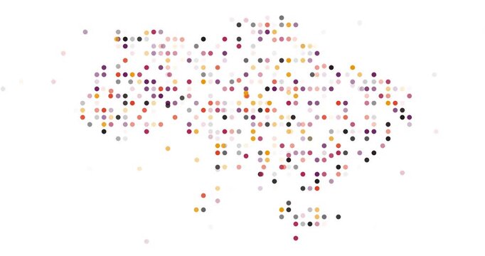 Flow Motion Dots Generating Ukraine Map