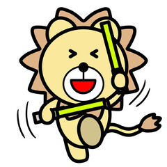 ペンライトを振るライオン　イラスト