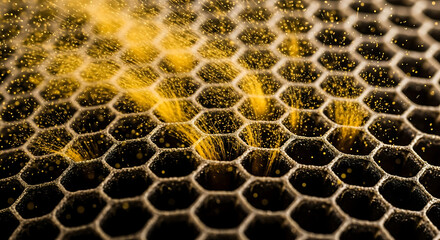 Golden Particle Burst from Dark Hexagonal Honeycomb Matrix