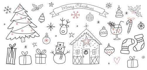 hand draw christmas and new year elements. Vector for winter holiday