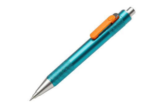 Isolated Drafting pencil, mechanical pencil or propelling pencil, metallic teal finish