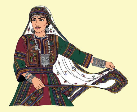 Traditional Afghan Woman Kuchi Dress Jewelry Cultural Fashion Portrait