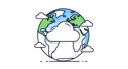 Colorful illustration of Earth with clouds, depicting environmental awareness