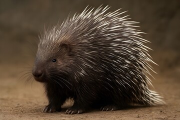 Obraz premium porcupine with sharp quills on earthy background