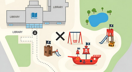 Library Book Treasure Map Guide to Pirate Playground Fun