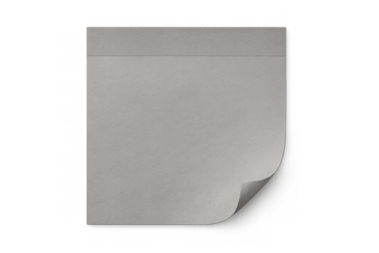 Blank gray sticky note with paper curl, transparent background, presenting copy space for text or message - Powered by Adobe
