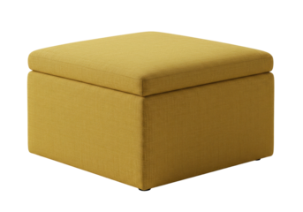 Isolated modern yellow ottoman storage box, simple home accent furniture for the living room