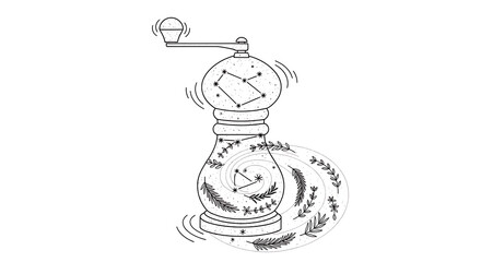Mystical Spice Mill Constellation Cooking Art