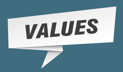 values banner. values speech bubble, label, sticker, sign template