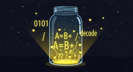 Night Data Science Jar Digital Algorithm Fireflies