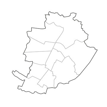 Torino city with districts