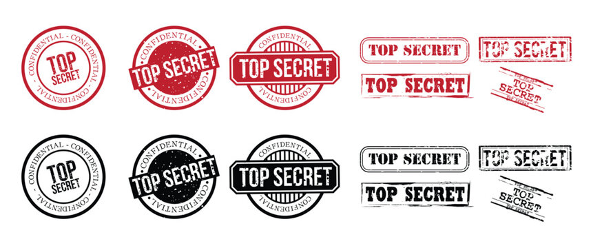 Top secret. Top Secret red sticker set.