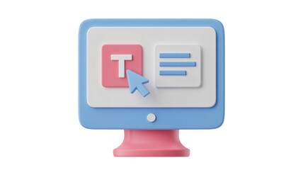 Modern computer interface with cursor selecting text option on screen, representing digital content creation and online communication