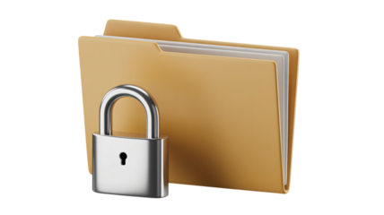 Secure your confidential documents with this robust padlock protecting important files within a professional folder, ensuring ultimate data privacy and access control for businesses.