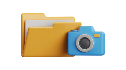 Organize and capture your memories with this vibrant digital folder and camera icon, perfect for creative projects and digital storage solutions.