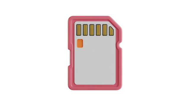 Vibrant pink micro SD card with golden contacts for digital storage and modern technology needs, perfect for creative professionals