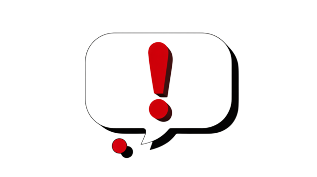 Urgent alert notification icon with bold red exclamation mark signifying important warning or announcement for immediate attention