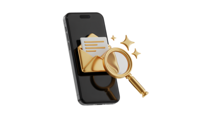 Discover new opportunities and secure vital information with this digital search and communication concept featuring a smartphone and magnifying glass