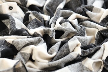 Black checkered napkin towel isolated, kitchen napkin cloth in black