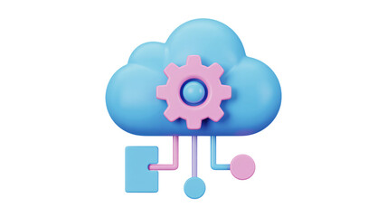 Modern cloud computing concept with gears and network connections symbolizing digital transformation and data management solutions